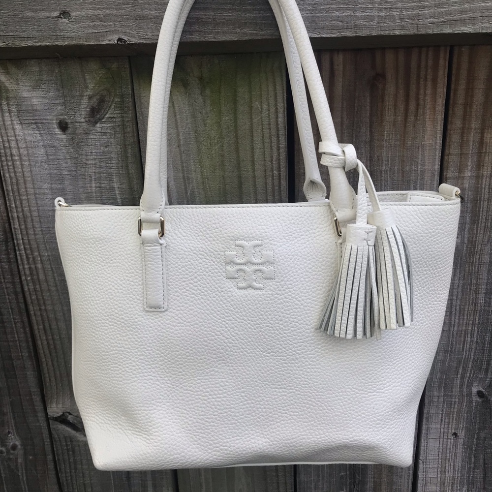 Tory Burch Summer White Satchel with Tassel